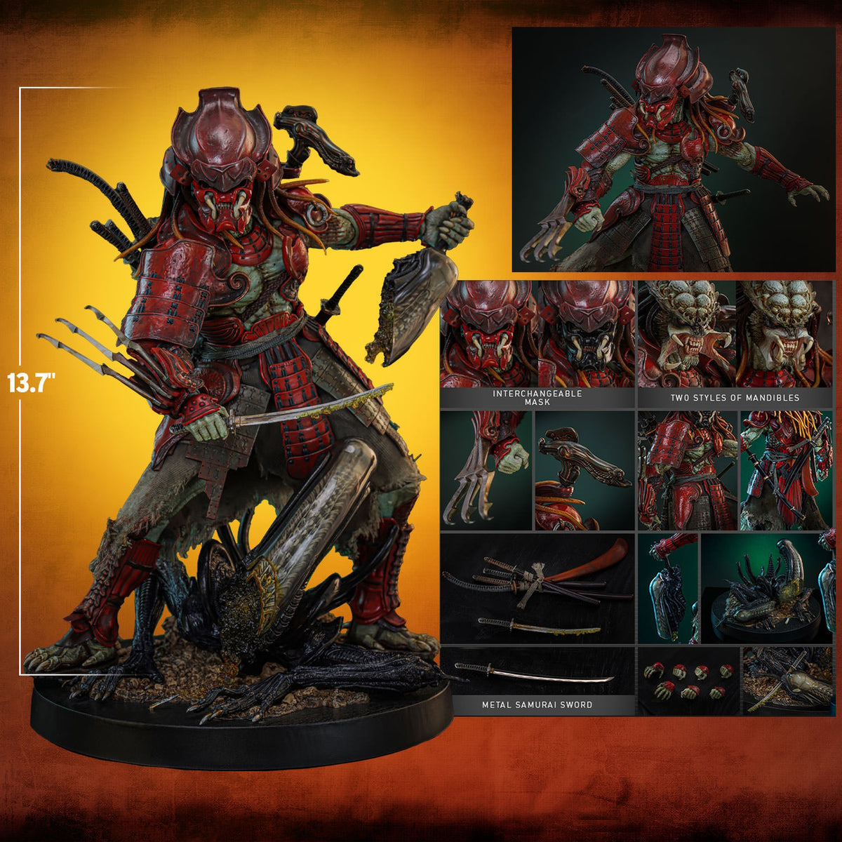 Akaoni Samurai Predator Alien VS Predator Sixth Scale Figure
