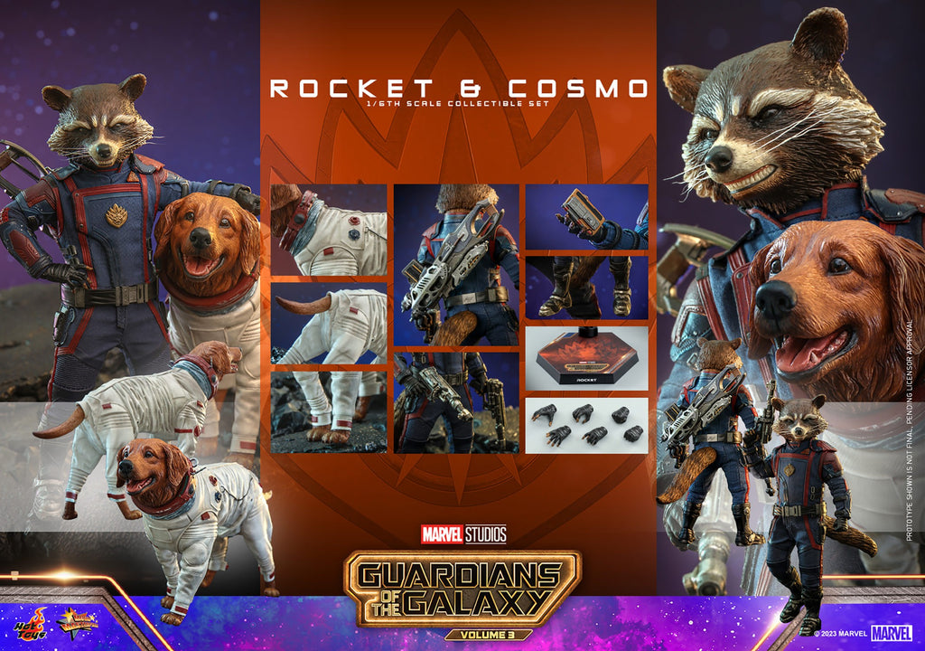 Rocket and Cosmo Marvel Sixth Scale Figure Set