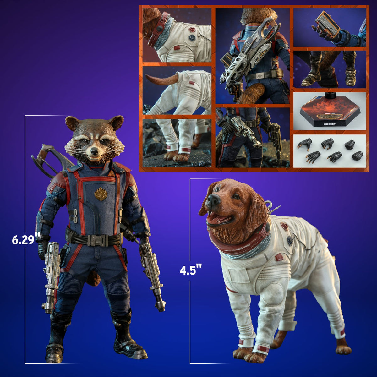 Rocket and Cosmo Marvel Sixth Scale Figure Set